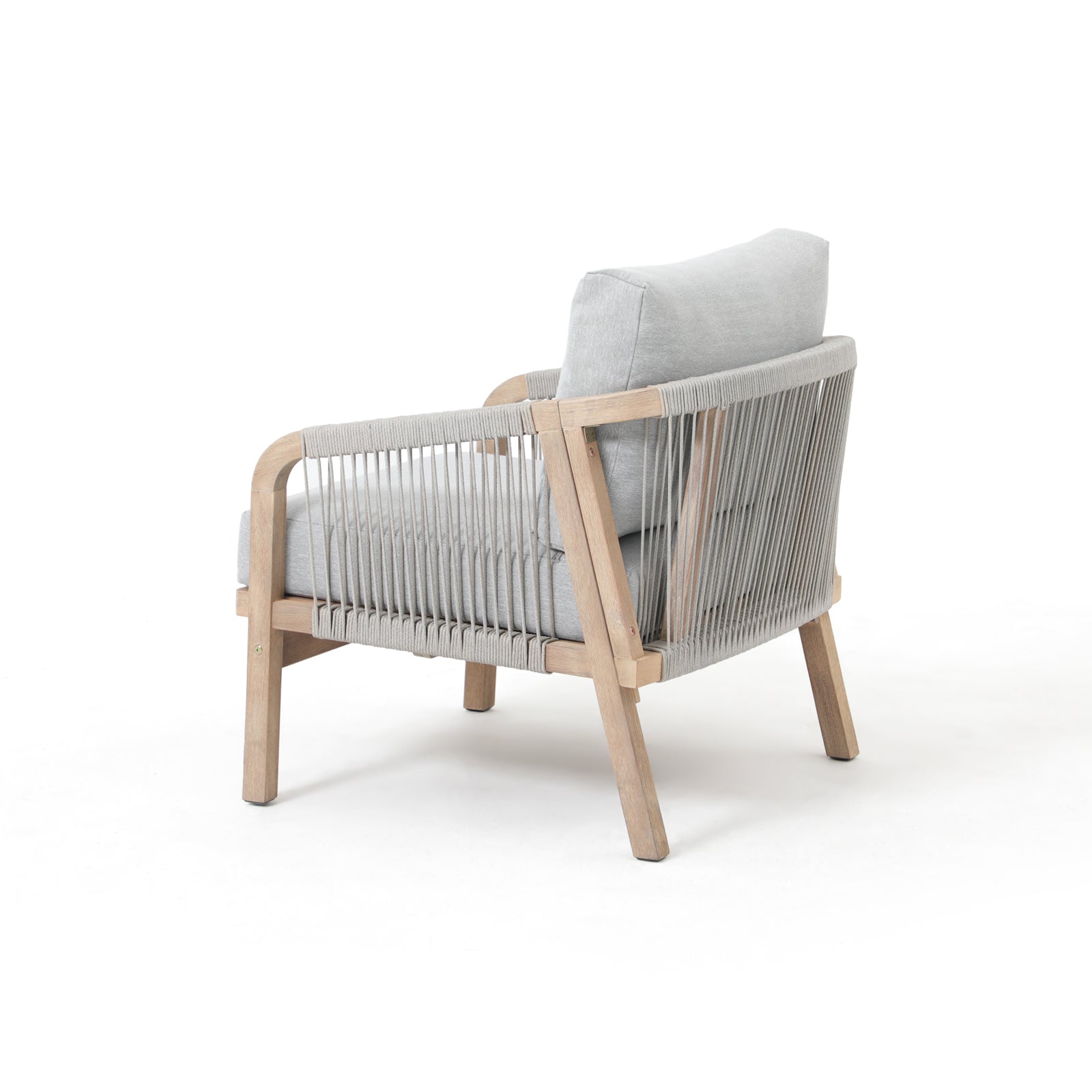 Thalea Outdoor Modern Wooden Rope Lounge Chairs, Set of 2