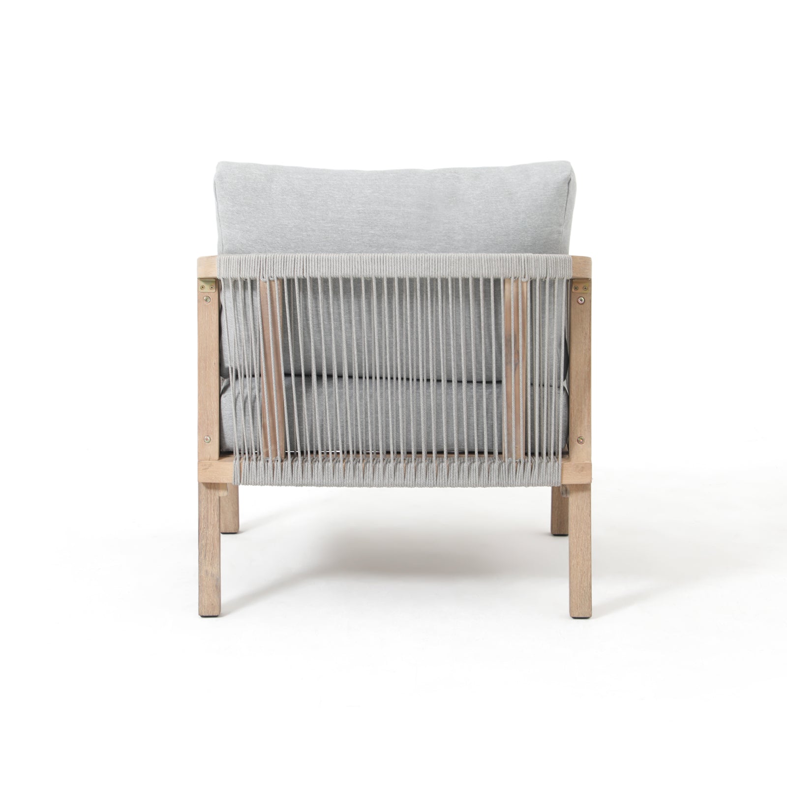 Thalea Outdoor Modern Wooden Rope Lounge Chairs, Set of 2