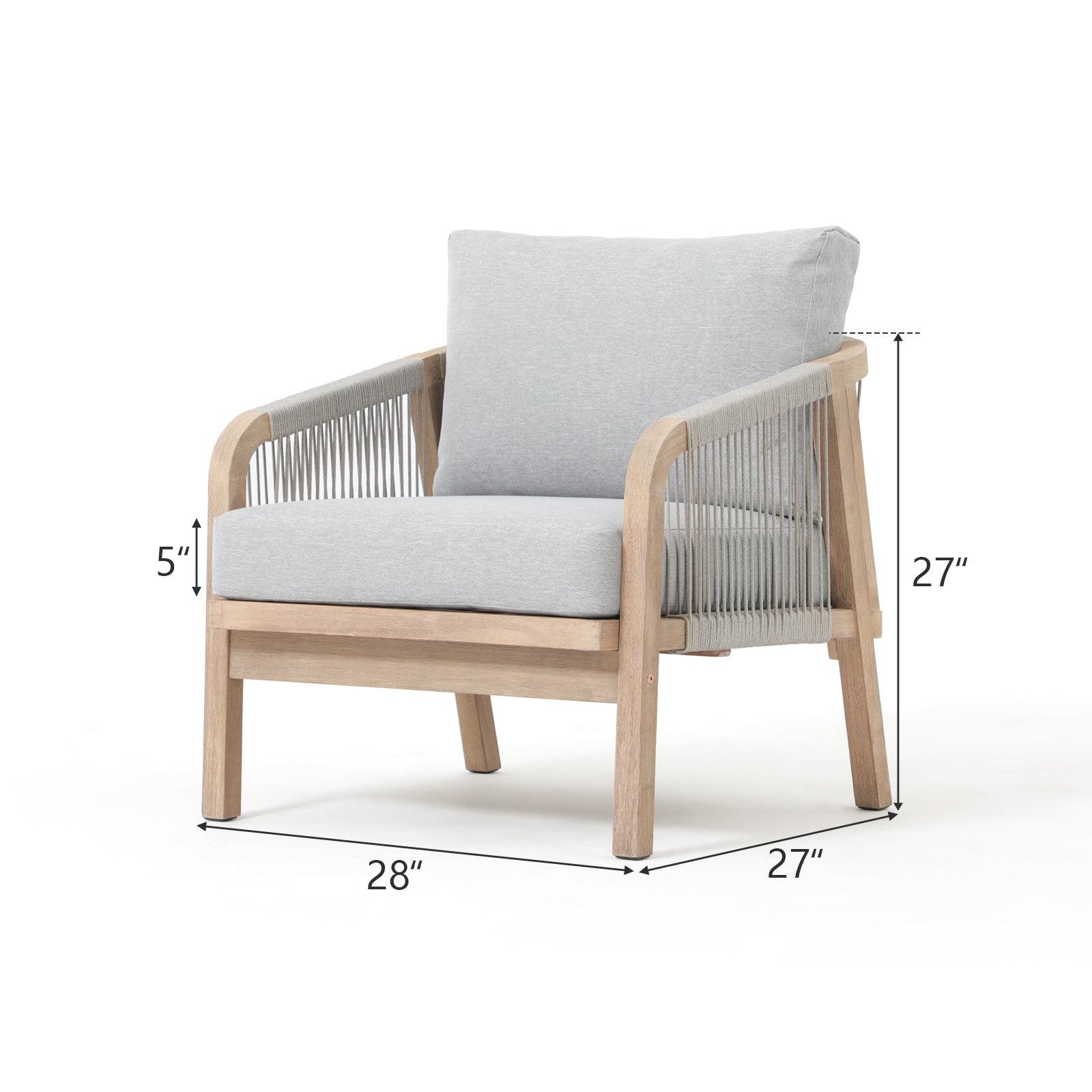 Thalea Outdoor Modern Wooden Rope Lounge Chairs, Set of 2