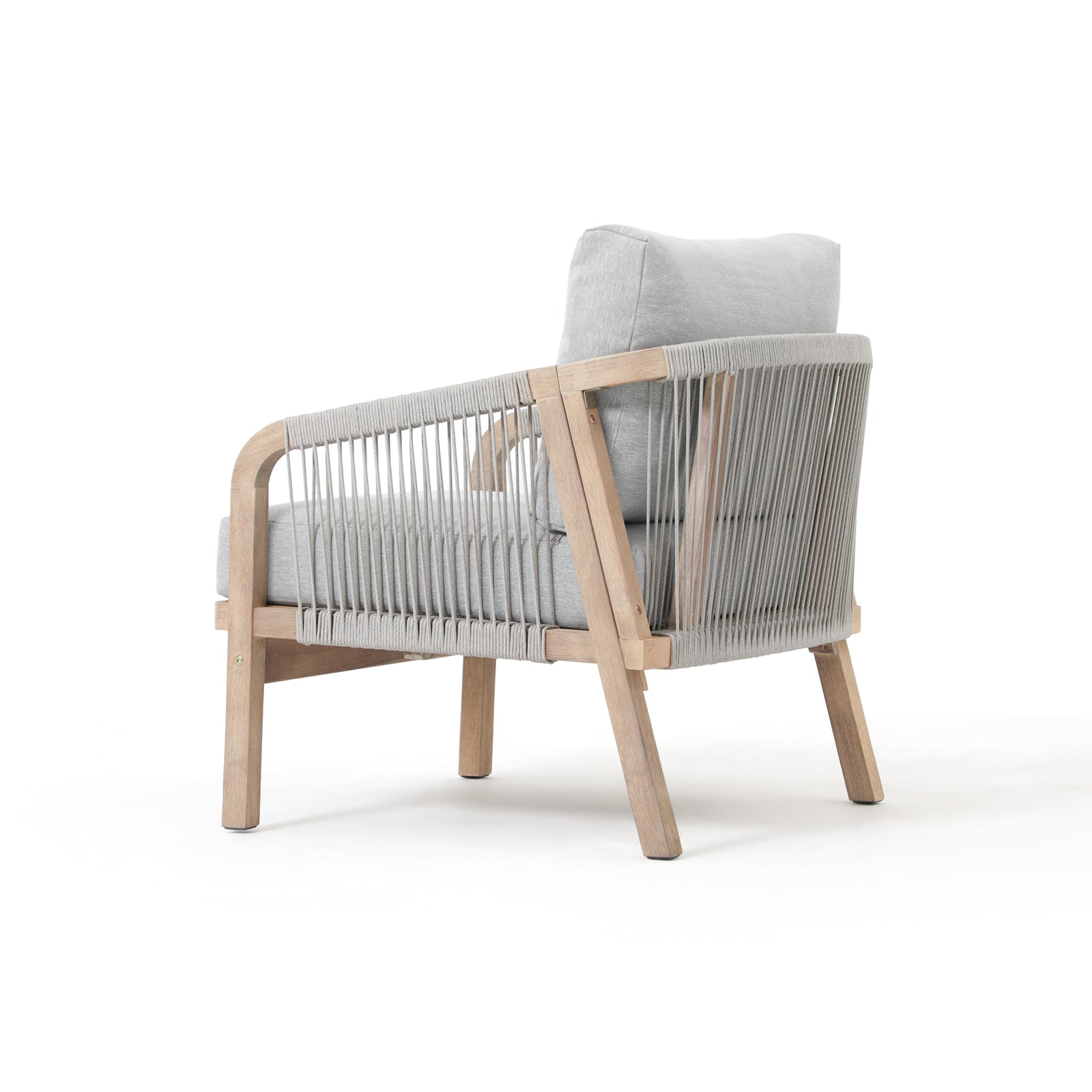 Thalea Outdoor Modern Wooden Rope Lounge Chairs, Set of 2