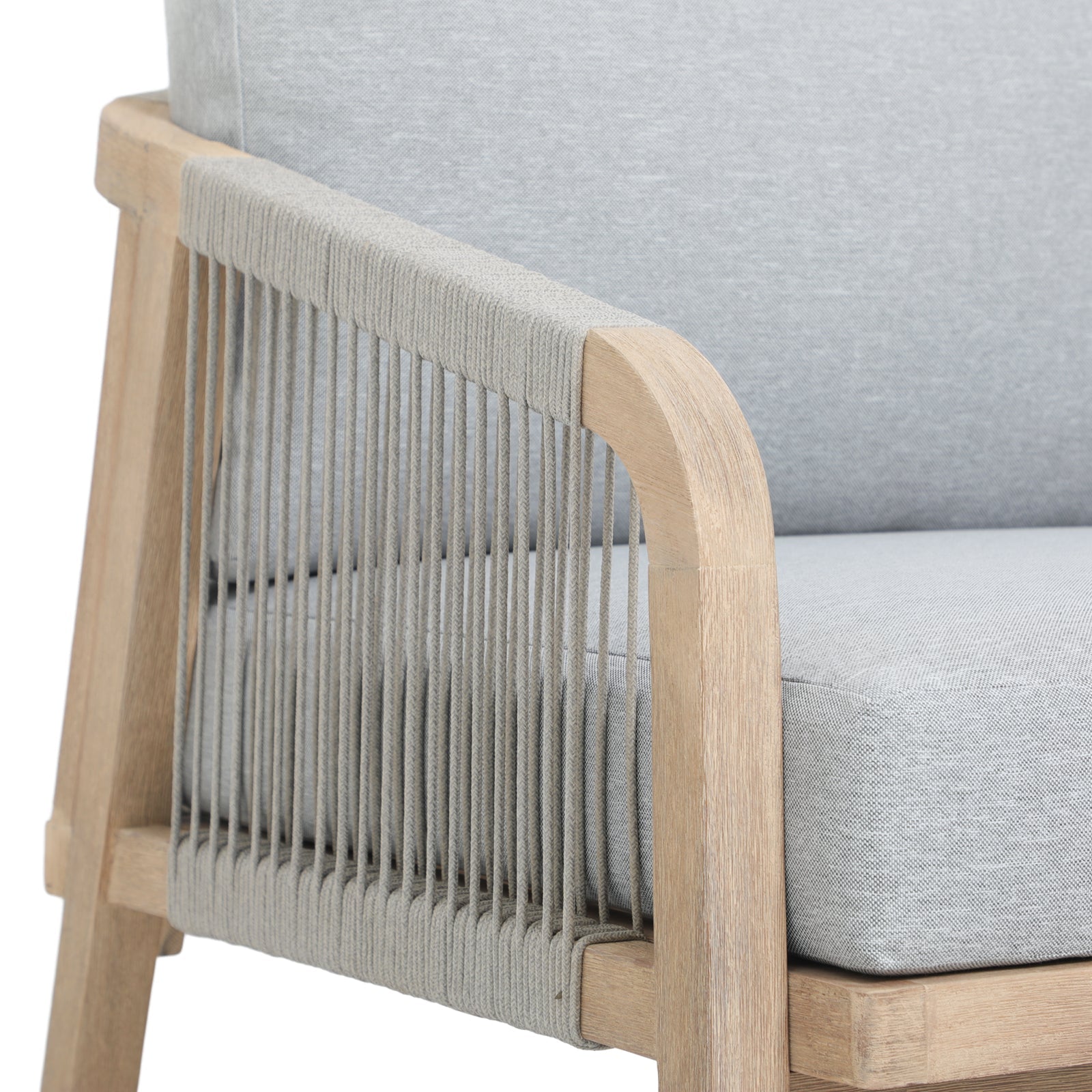 Thalea Outdoor Modern Wooden Rope Lounge Chairs, Set of 2