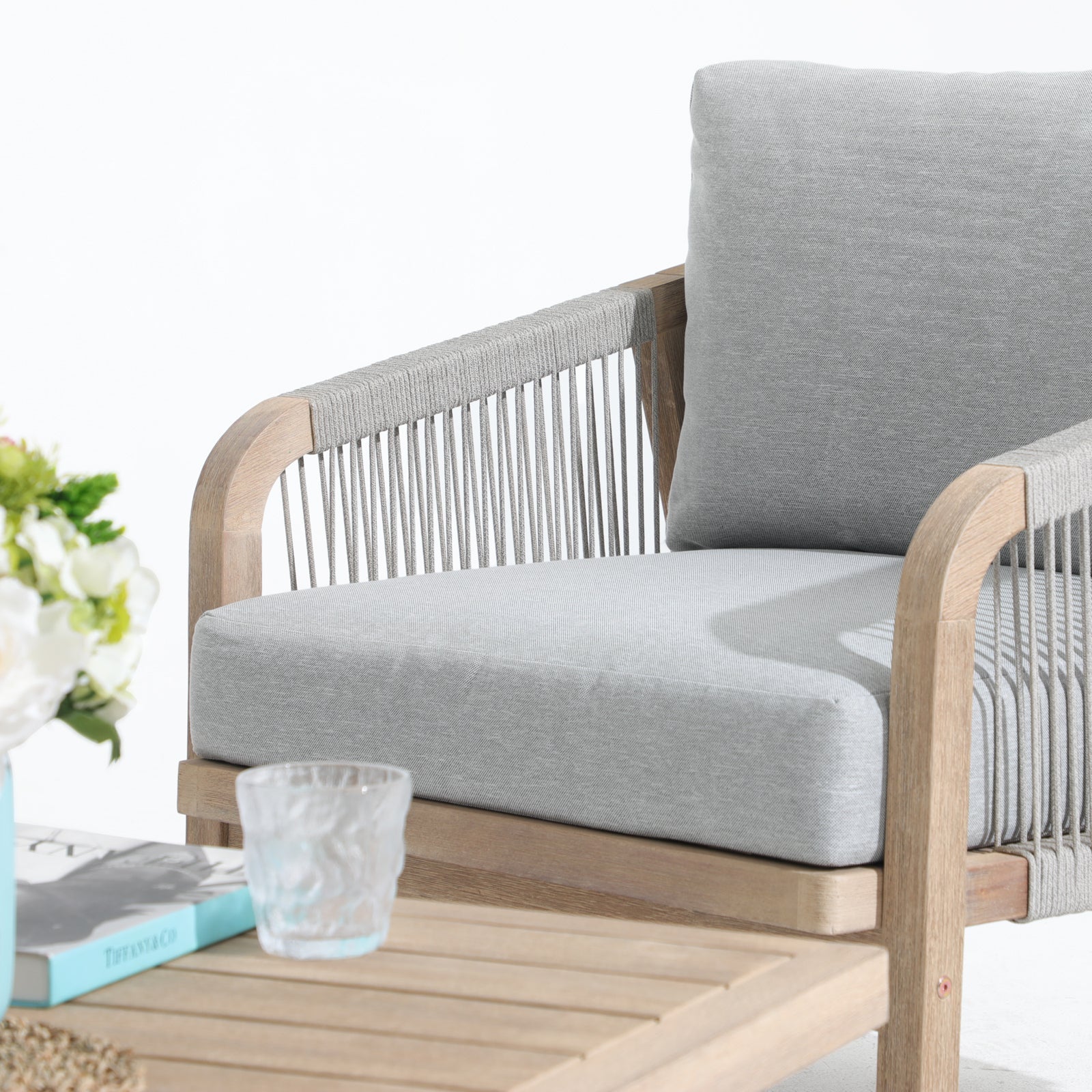  Wooden Outdoor lounge chair cushion detail - Sunsitt Premium Modern Outdoor Patio Furniture