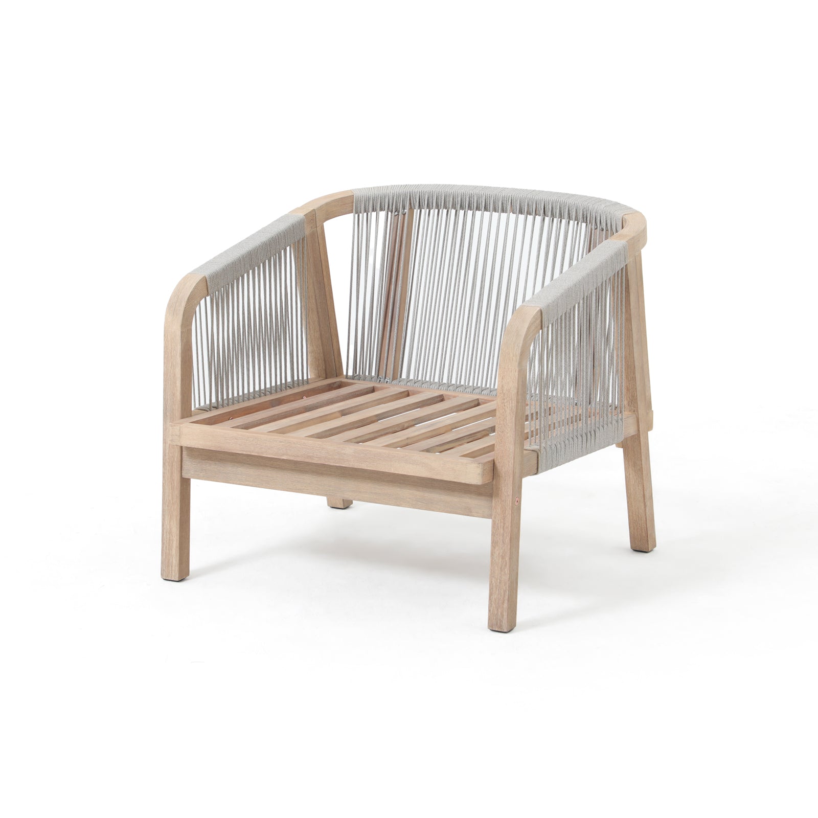 Thalea Outdoor Modern Wooden Rope Lounge Chairs, Set of 2