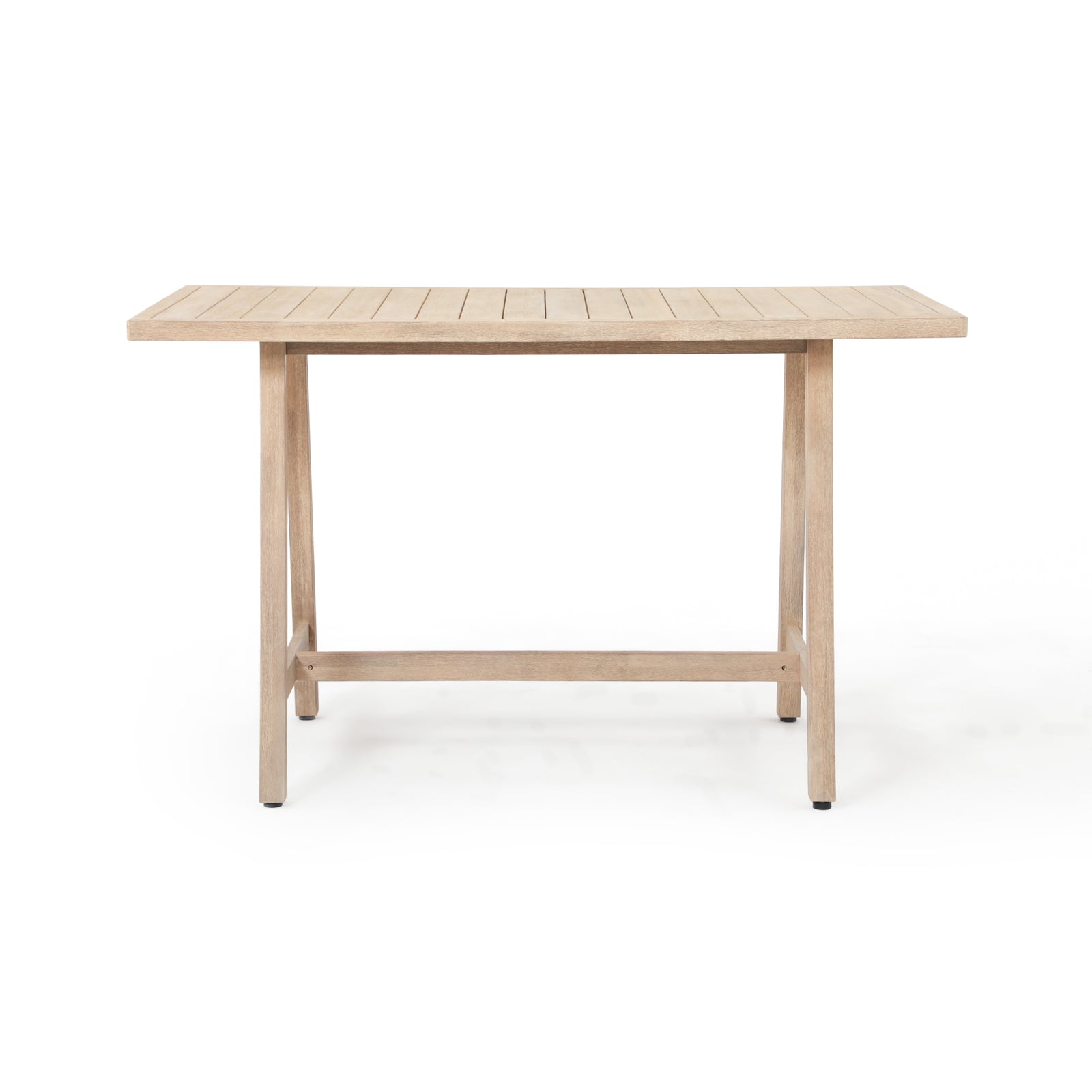 Thalea 62.5'' Wooden Outdoor Bar Table with Wire Brush Finish