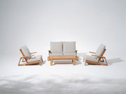 Noto 4-Piece Wood Patio conversation seating Set with rectangular coffee table, Low back Design