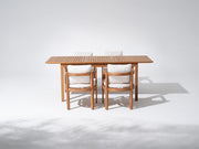 Wooden outdoor dining set for 4, extendable table with four chairs - Sunsitt Modern Premium Patio Outdoor Furniture