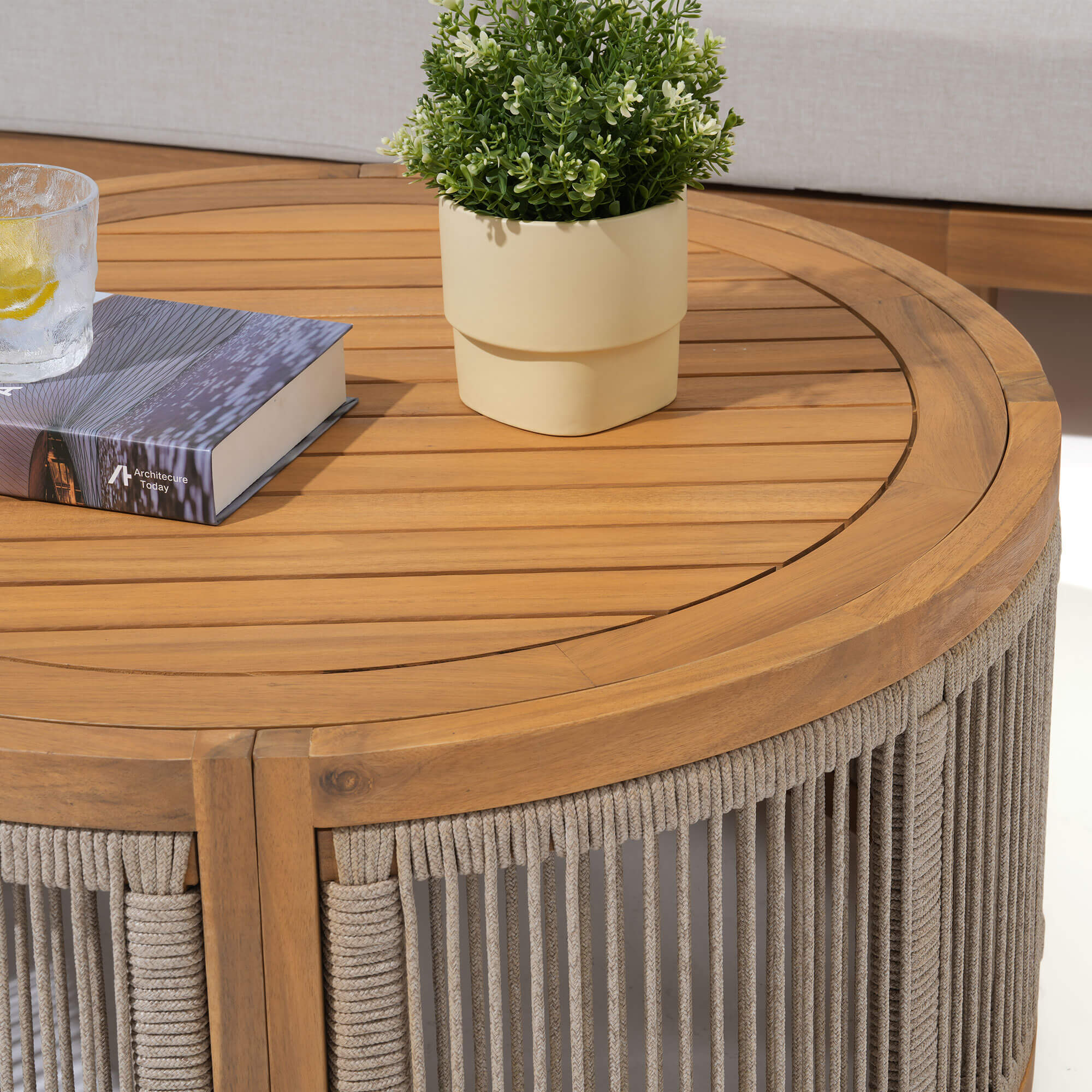 Mori Round wooden side table- Sunsitt Modern Premium Patio Outdoor Furniture