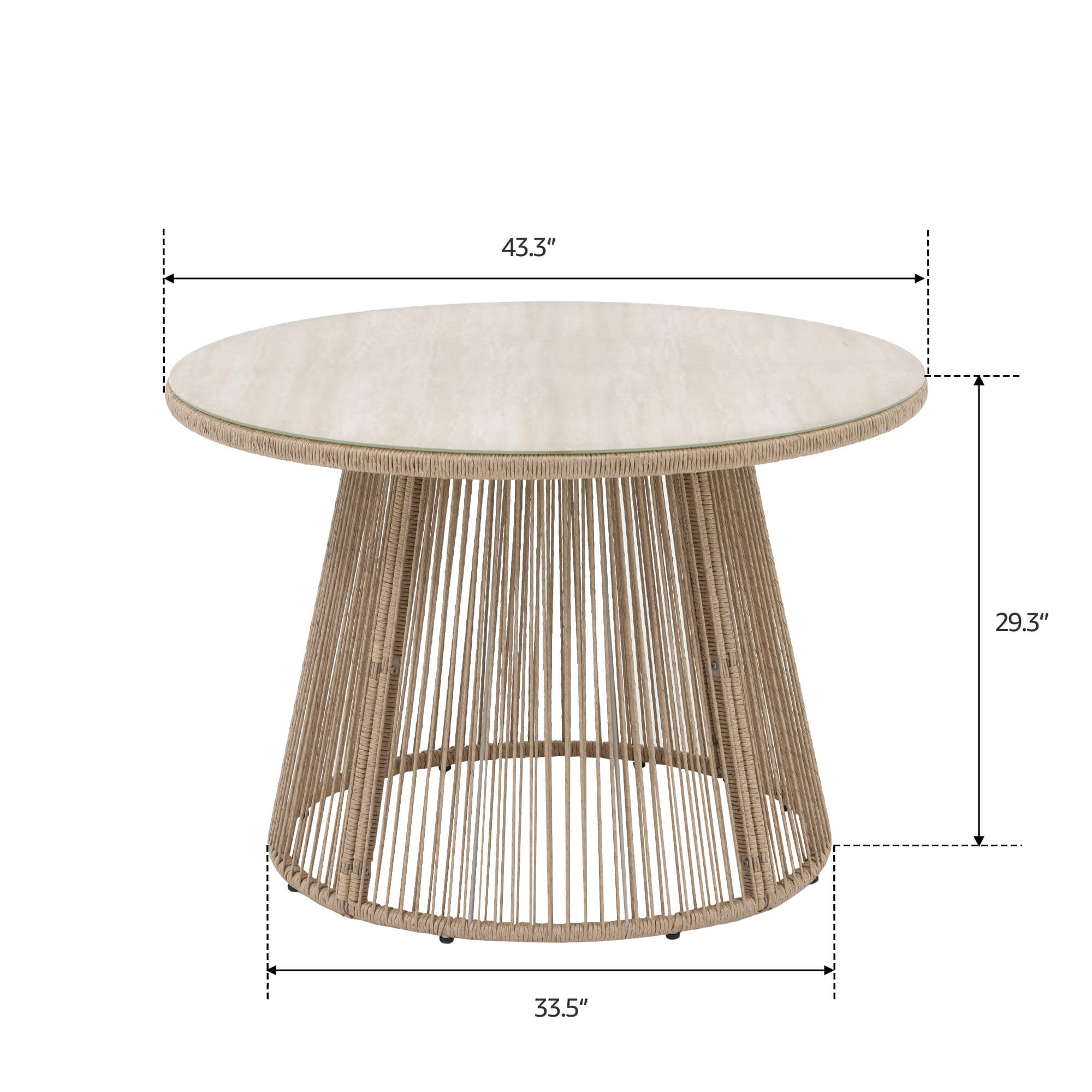 Noto Round Wooden Patio Dining Set with for 4 People, Nylon Honeycomb Chairs