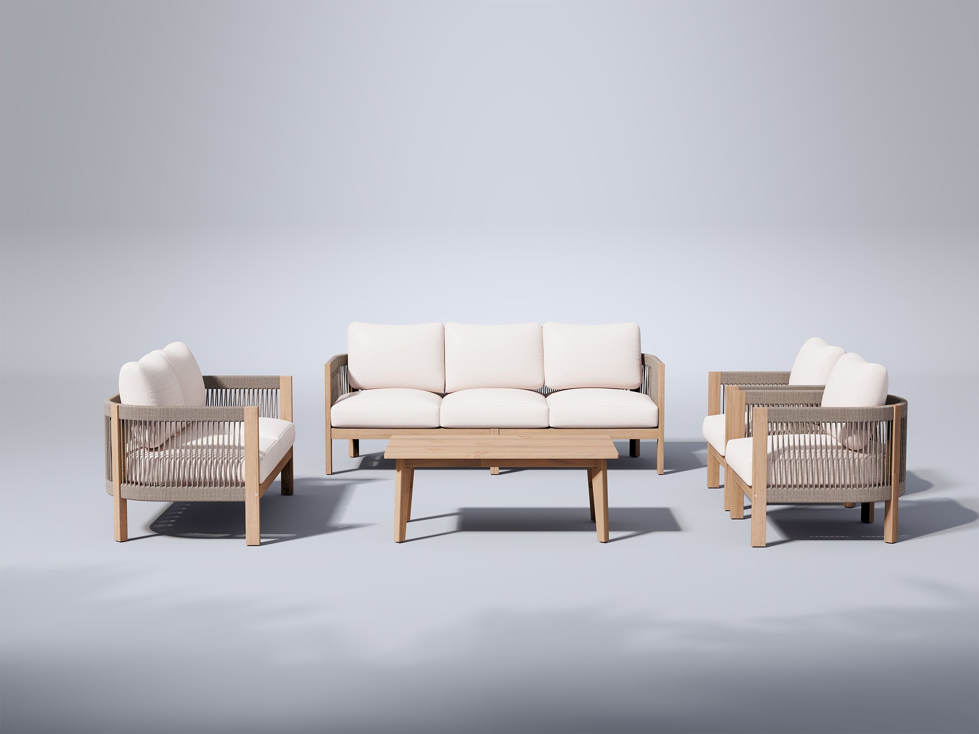Foristern Wooden Outdoor Loveseat & Sofa Sets with Rope Design