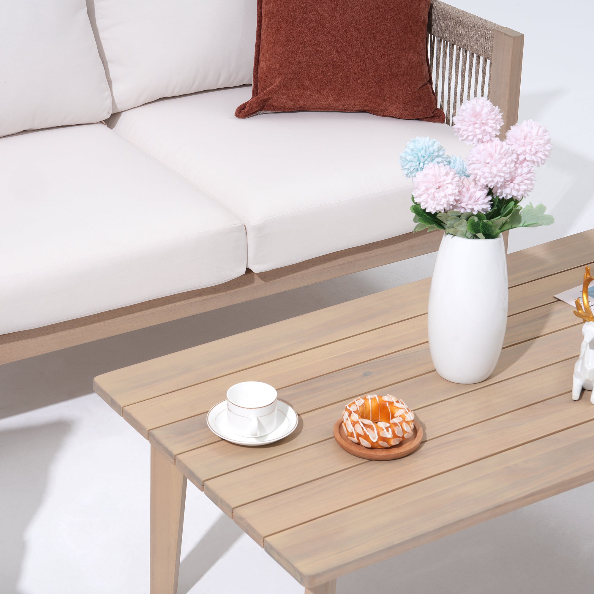 Foristern 4-seat Wooden Outdoor furniture Set with Rope Design - Sunsitt Modern Outdoor Furniture