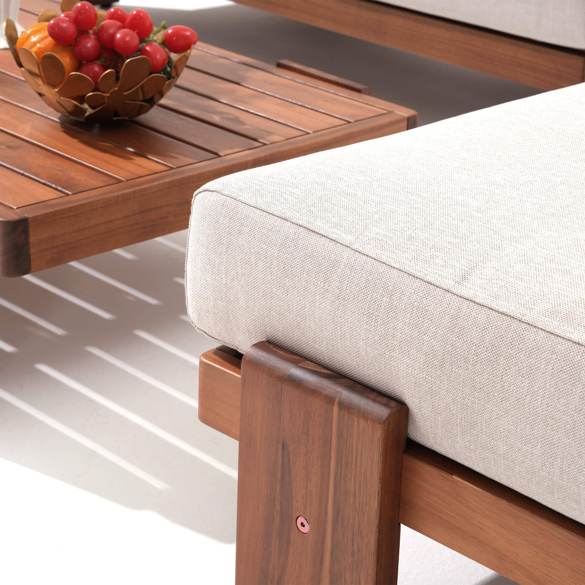 Noto 4-Piece Wooden Outdoor Loveseat Set with Linen Cushion, Armless Design (Pre-Order)