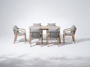 Thalea 63'' Wooden and rope Outdoor Dining Set for 6 with Umbrella Hole