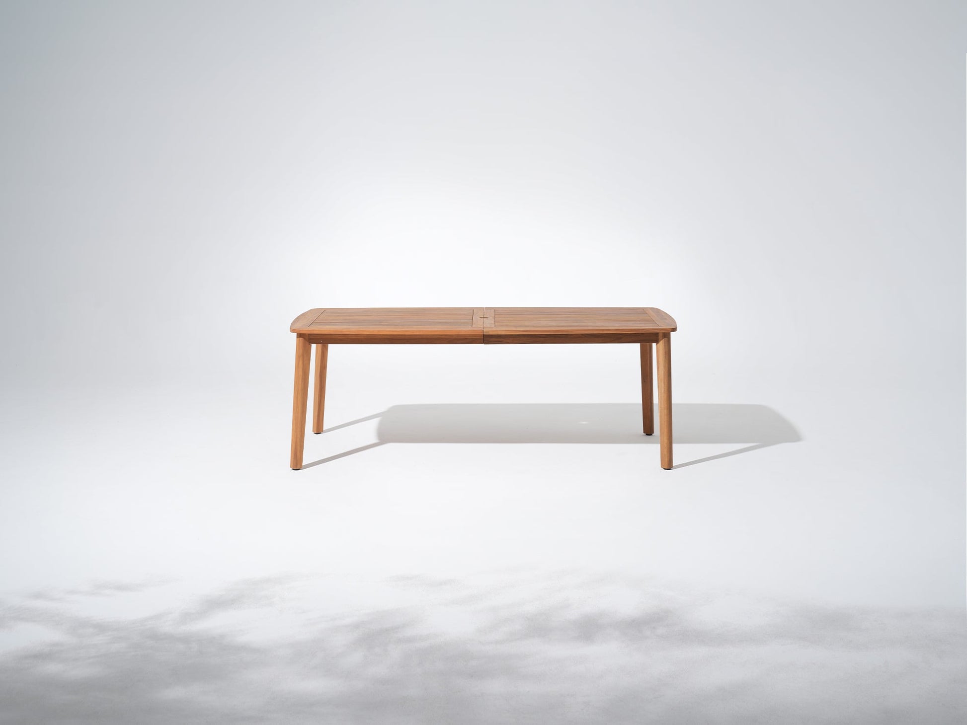 Rectangular Wooden Outdoor Dining Table with Umbrella Hole, Teak Finish #Size_83''