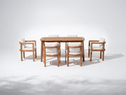 Mori Wood Outdoor Dining Set with Umbrella Hole for 4-6 People, 63''