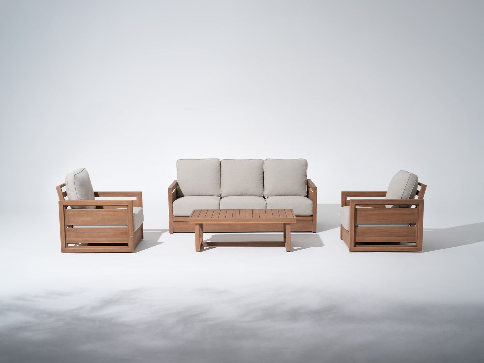 Kiri 4-Piece Wood Outdoor Conversation Set with Swivel Chairs