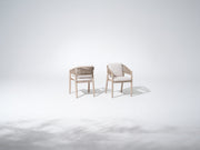 Lira Wooden Dining Chair, Harp Design, Set of 2/4/6, Creamy White Cushions