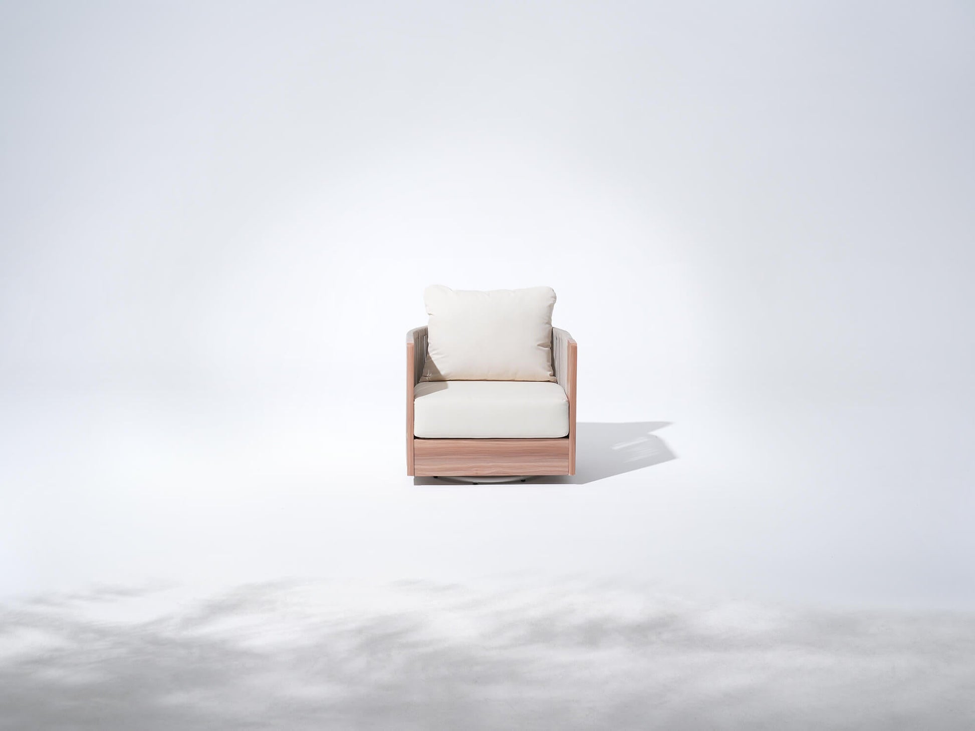 aluminum and rope outdoor armchair with white cushion- Sunsitt Modern Premium Patio Outdoor Furniture