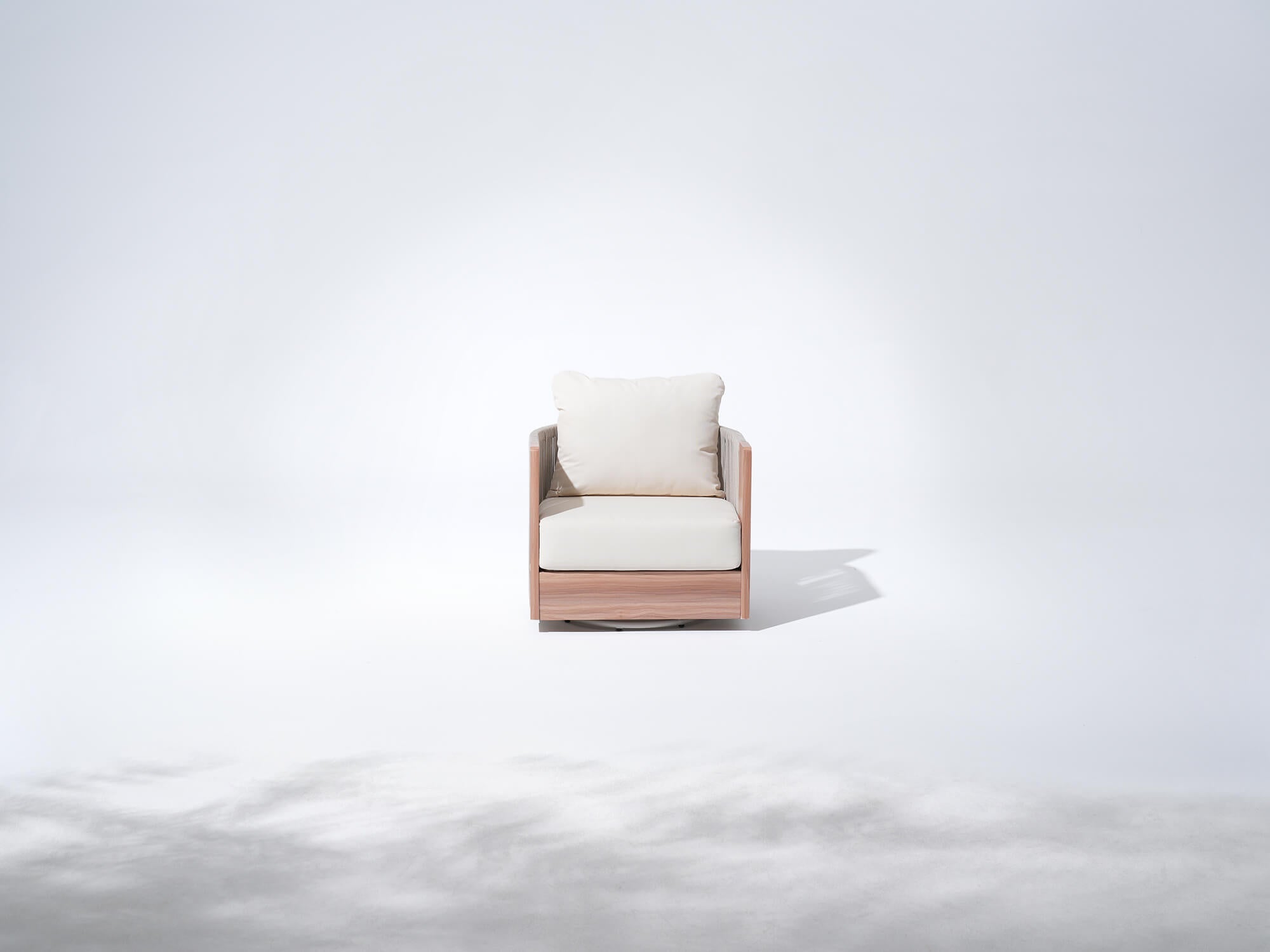 aluminum and rope outdoor armchair with white cushion- Sunsitt Modern Premium Patio Outdoor Furniture