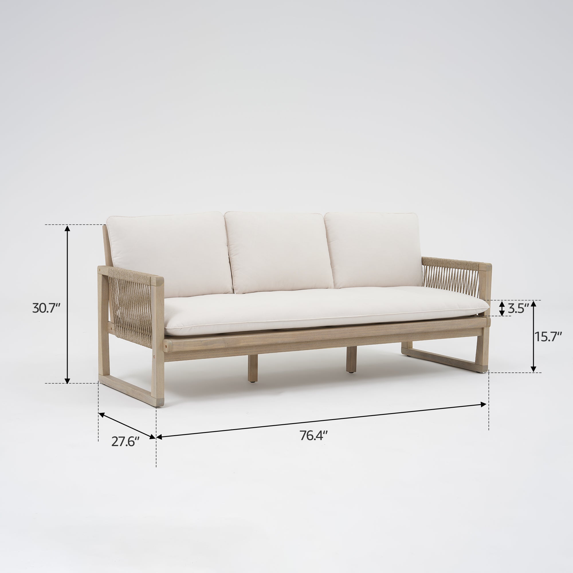 Lumi Outdoor Conversation Set with Fire Pit, Rope Design