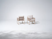 Lumi Wooden Outdoor Dining Chair with White Cushion, Rope Design, Set of 2/4/6