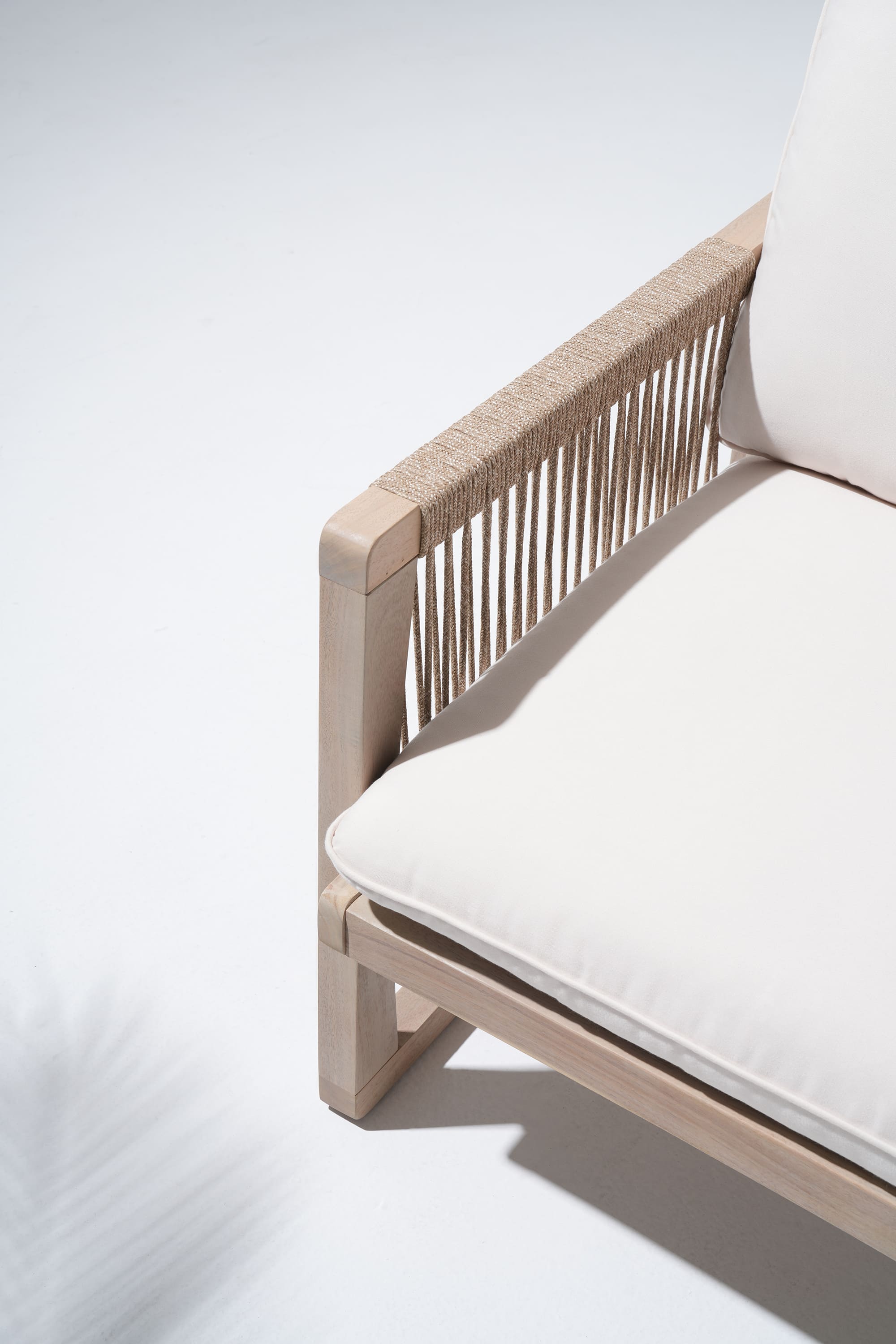 Lumi Outdoor 3-Seater Sofa, Rope Design, Wood & Cushion