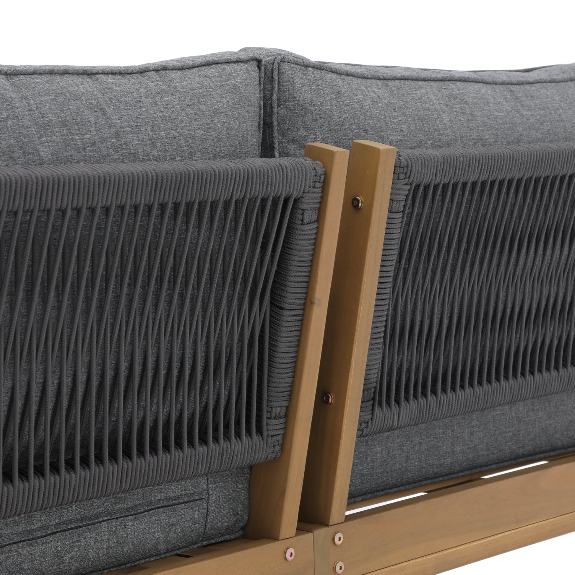 Foristern wooden Outdoor L-Shaped Sofa Set sofa seat back gray Rope design detail - SUNSITT Premium Modern Outdoor Patio Furniture #color_grey