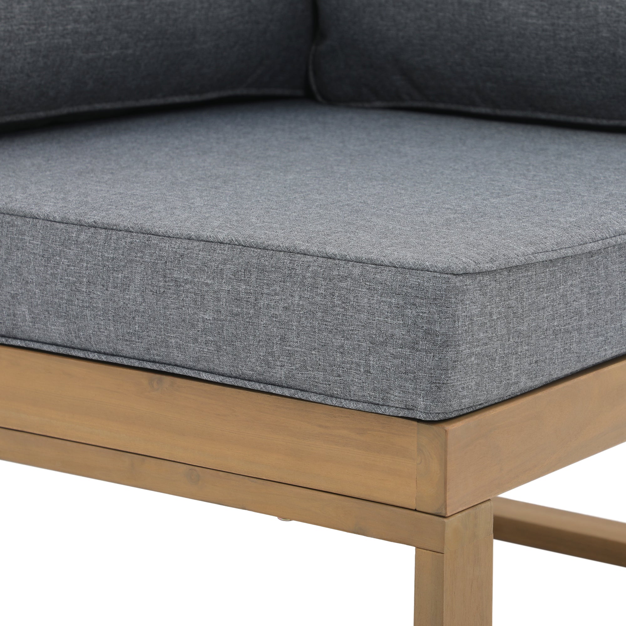 Foristern wooden Outdoor L-Shaped Sofa Set , gray seat cushion detail - Sunsitt Premium Modern Outdoor Patio Furniture #color_grey