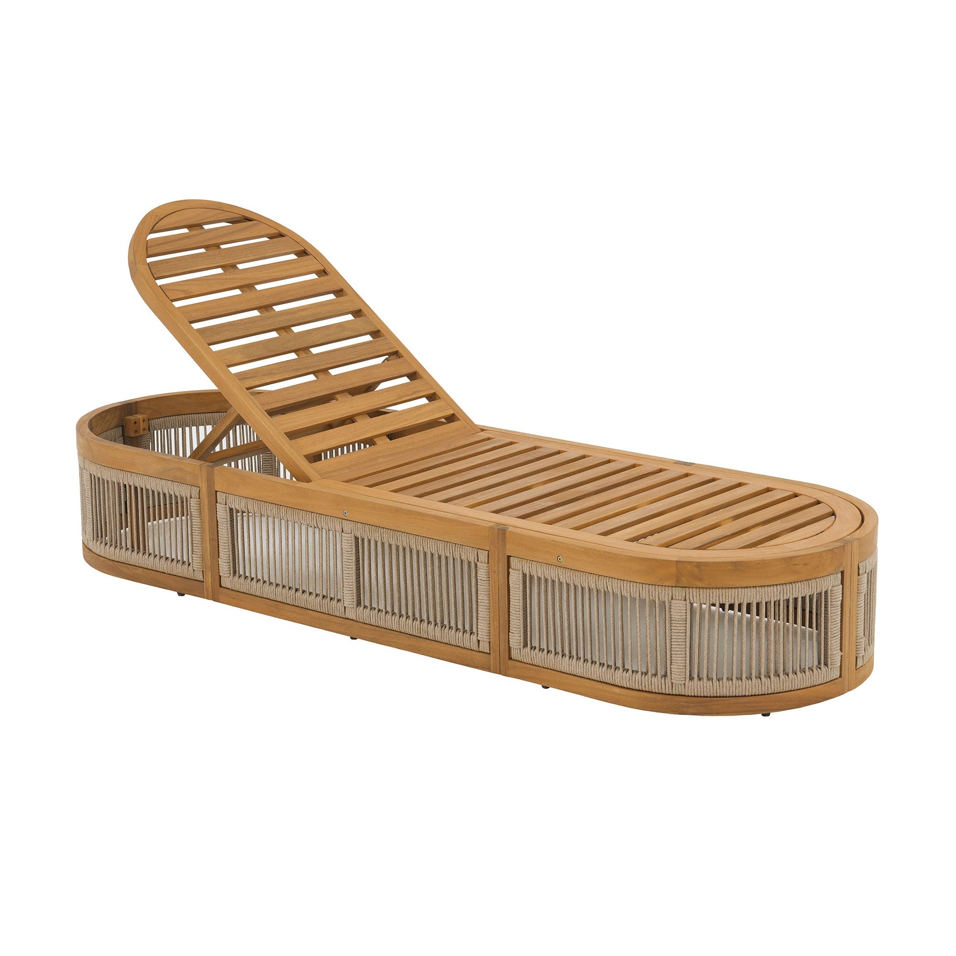 Wooden lounge chair frame with woven backrest