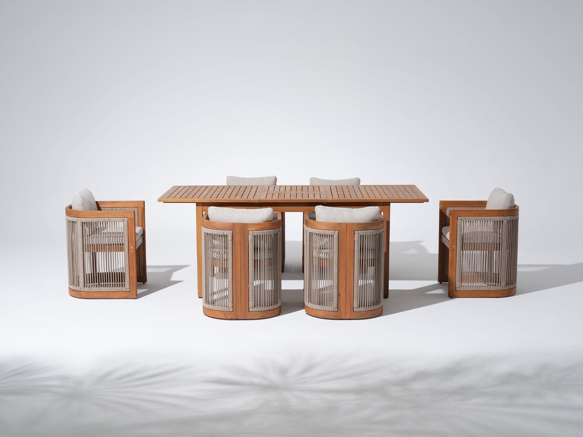 wood rectangular Outdoor furniture dining set for 6 people