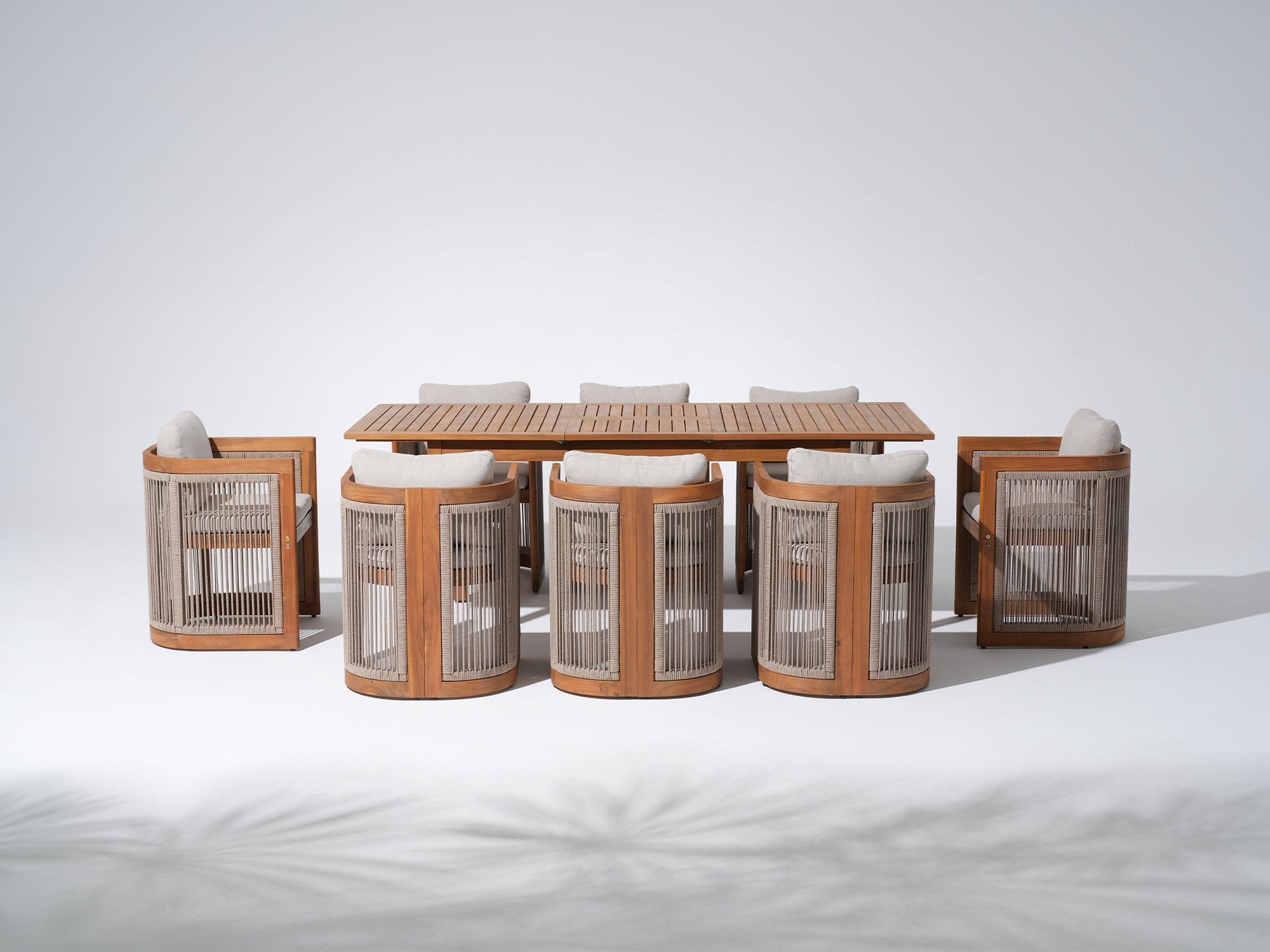 Outdoor furniture dining set for 8 people with a table and chairs