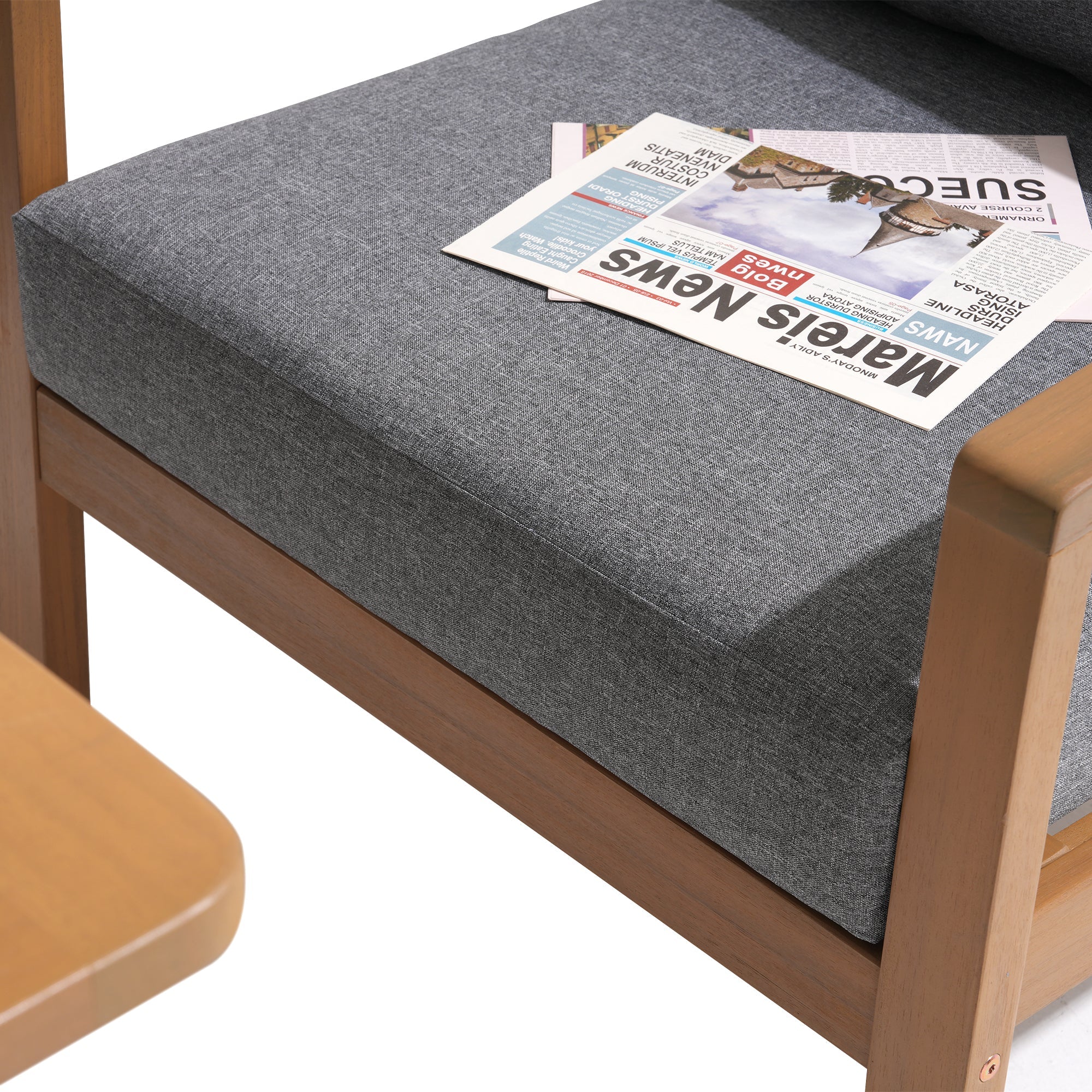 Noto outdoor sofa with thick gray cushion detail- SUNSITT Modern Premium Patio Outdoor Furniture