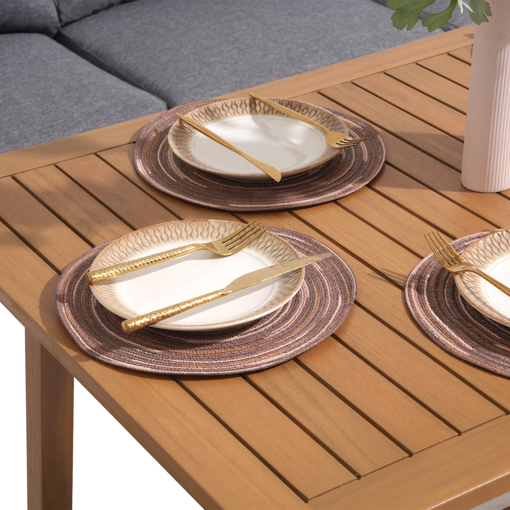 Noto wood rectangular dining table detail- SUNSITT Modern Premium Patio Outdoor Furniture