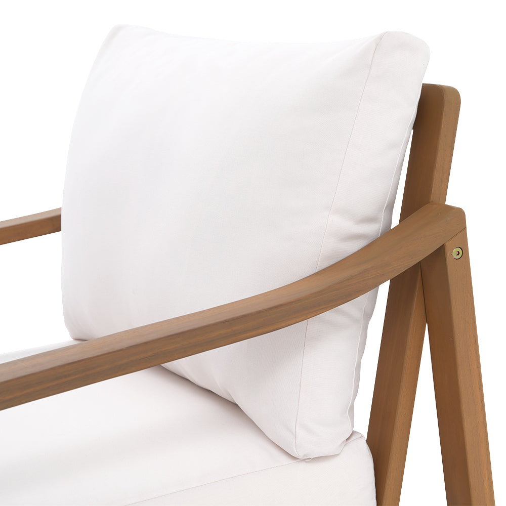 Noto single sofa chair white cushion detail- SUNSITT Modern Premium Patio Outdoor Furniture#Color_White