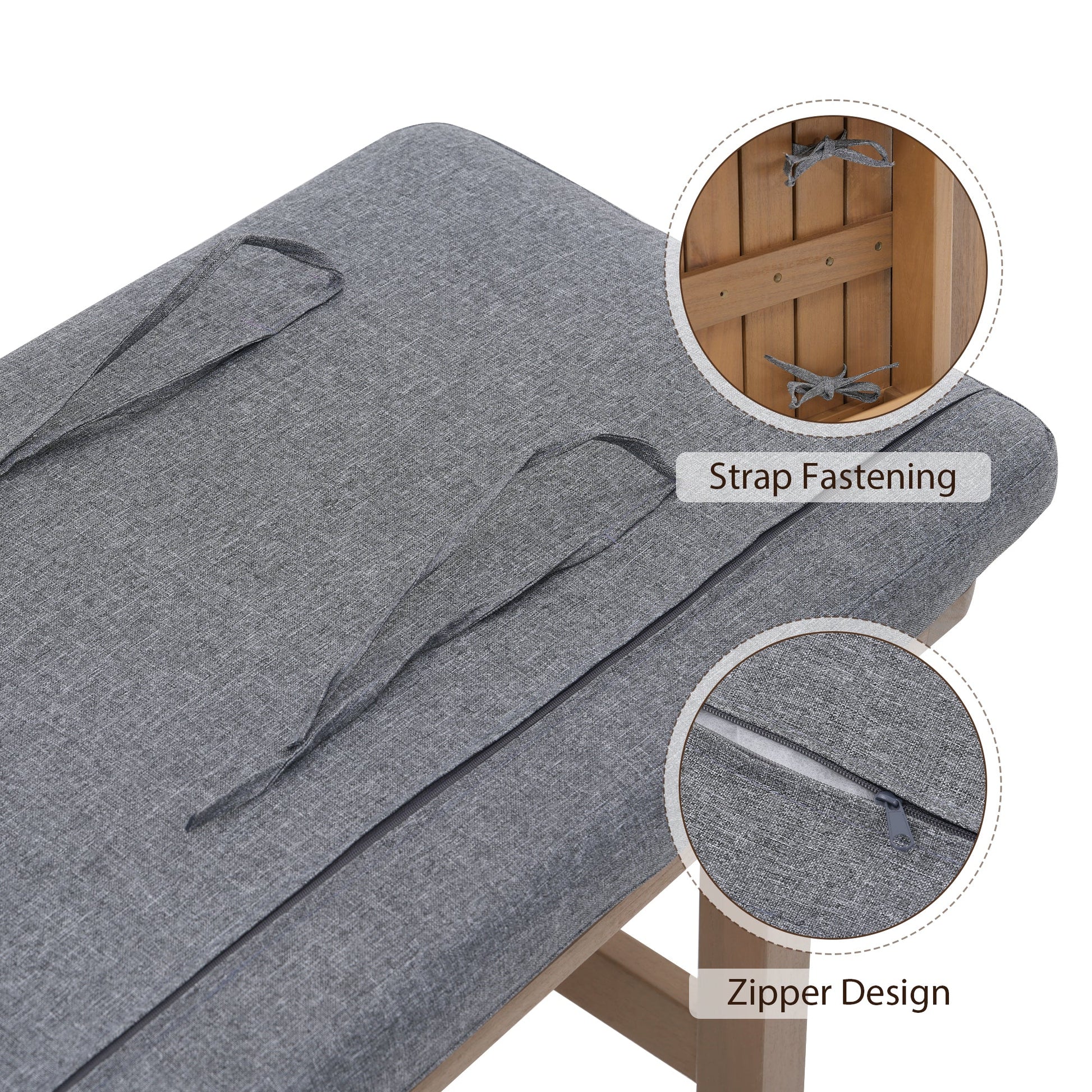 Gray cover with strap fastening and zipper design- Sunsitt Modern Premium Patio Outdoor Furniture