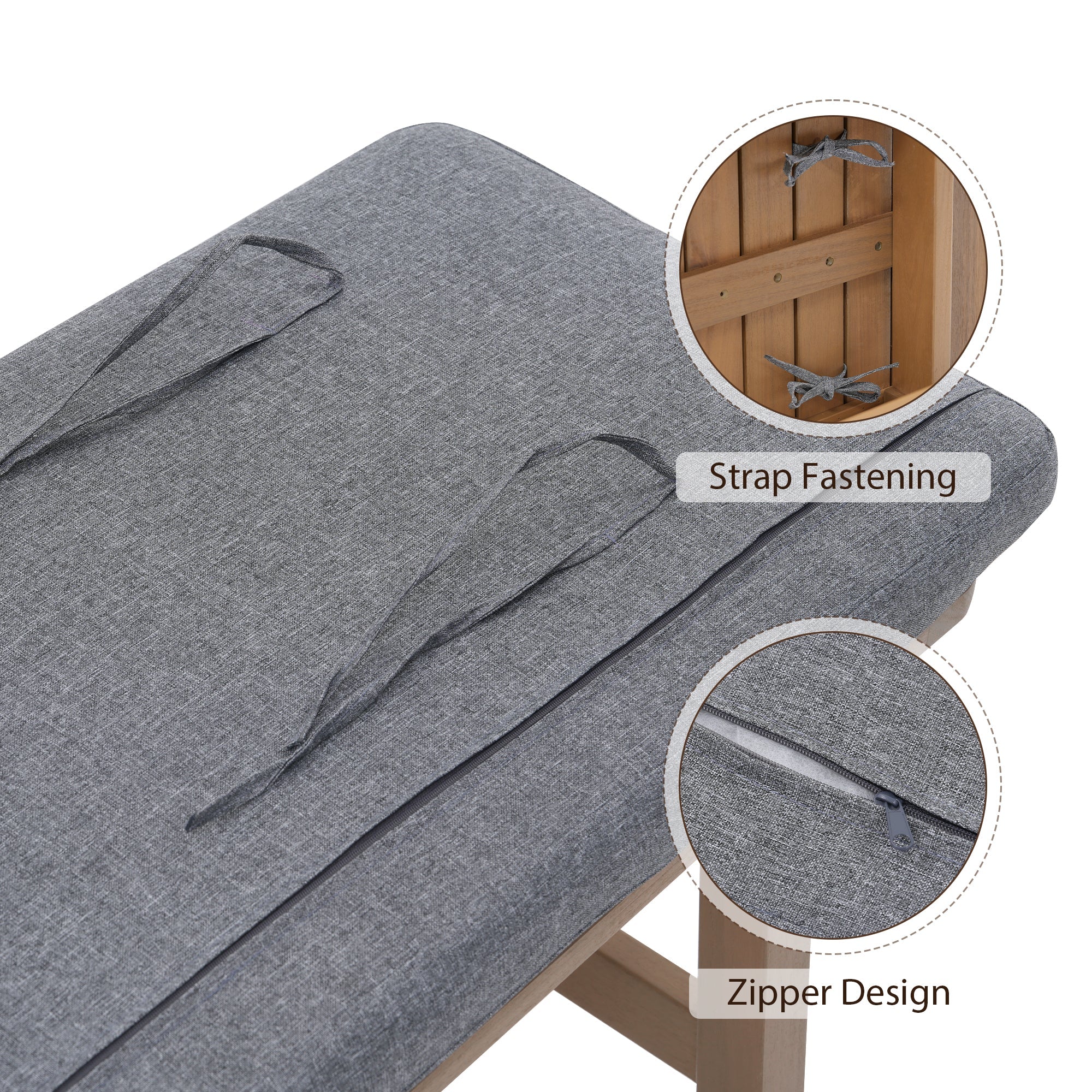 Gray cover with strap fastening and zipper design- Sunsitt Modern Premium Patio Outdoor Furniture