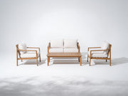 Noto Outdoor furniture set with wooden frames and white cushions- Sunsitt Modern Premium Patio Outdoor Furniture