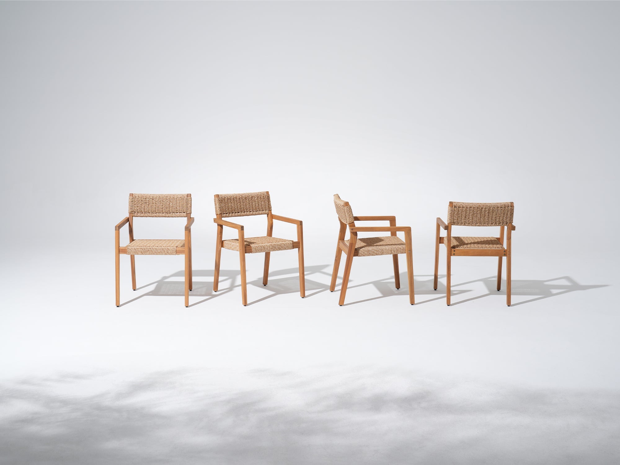 Nalia Stackable Outdoor Dining Chairs Solid Wood Woven Wicker Armchair, Set of 2/4/6