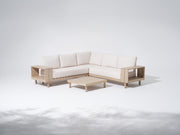 Sova L-shaped outdoor sectional sofa set with wooden frame#Color_White