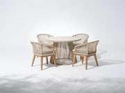 Noto Round Wooden Patio Dining Set with for 4 People, Nylon Honeycomb Chairs