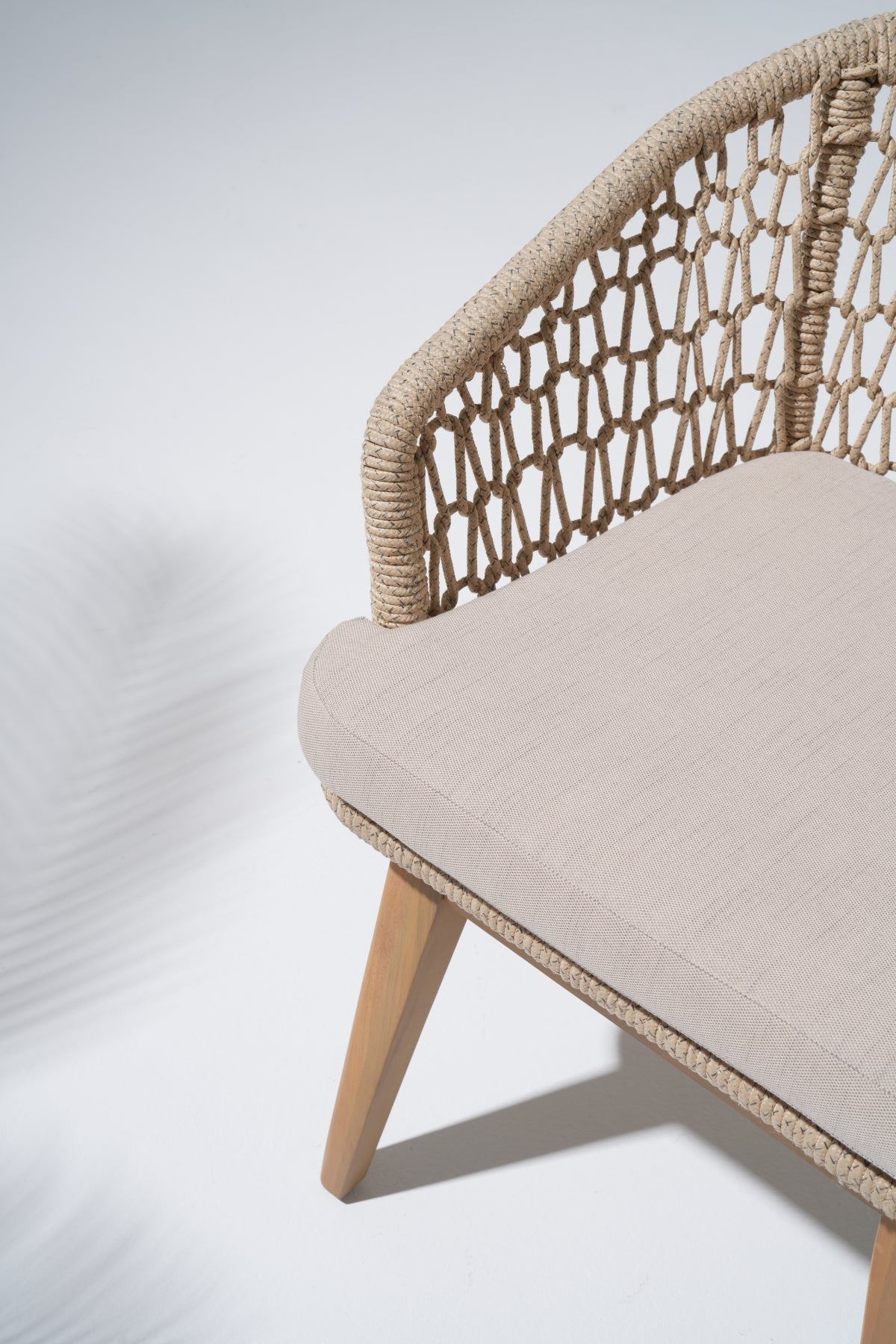 wooden outdoor dining chairs with beige cushion detail- Sunsitt Modern Premium Patio Outdoor Furniture#Color_Beige