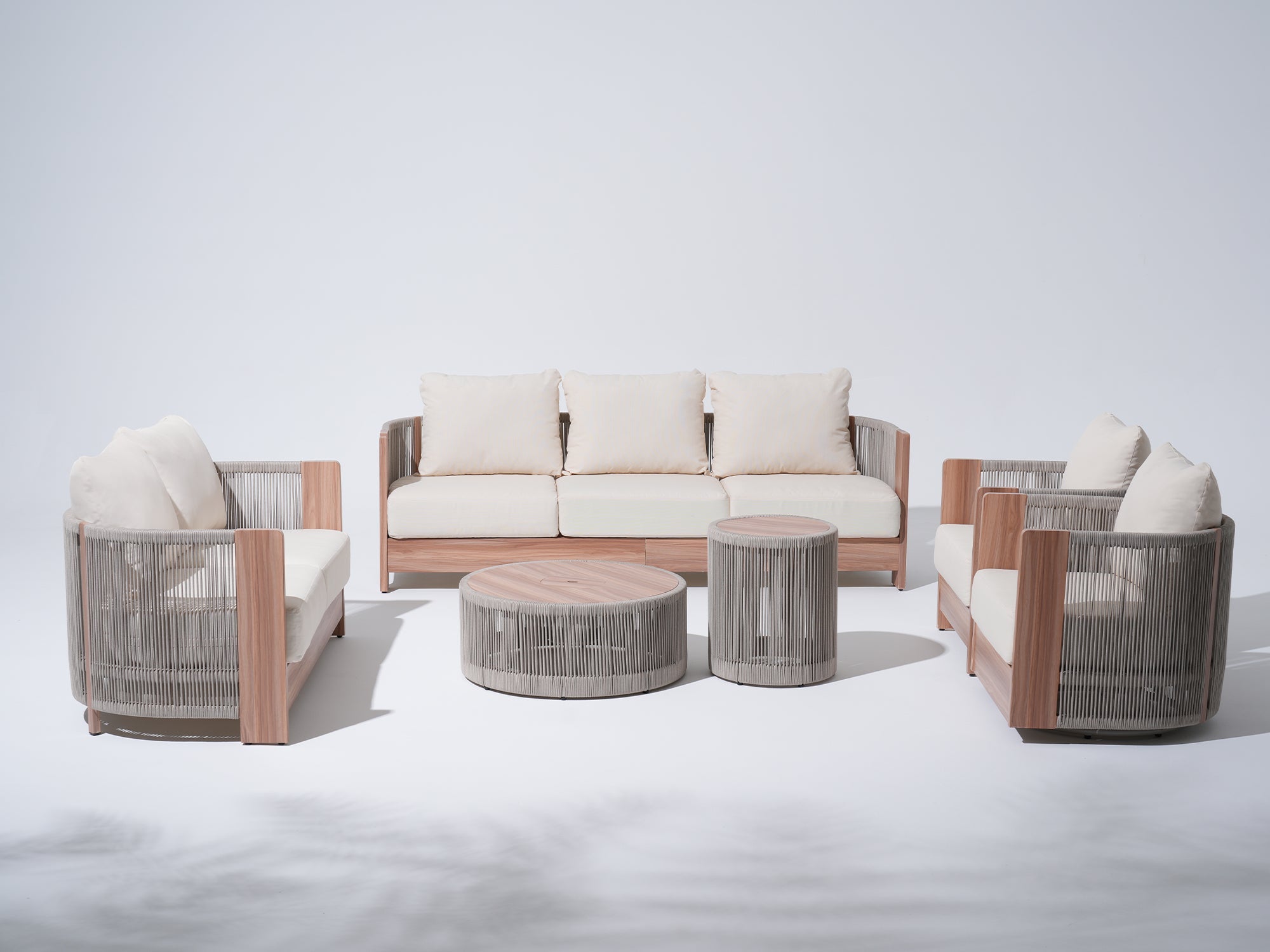 Irati Rope Outdoor Converstaion Seating Set with 2 Tables, Built-in Storage Space - SUNSITT Premium Modern Outdoor Patio Furniture Set#Style_6-pc Seating Set