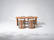 Wooden rectangular dining table and chairs for 4 people with rope design- Sunsitt Modern Premium Patio Outdoor Furniture