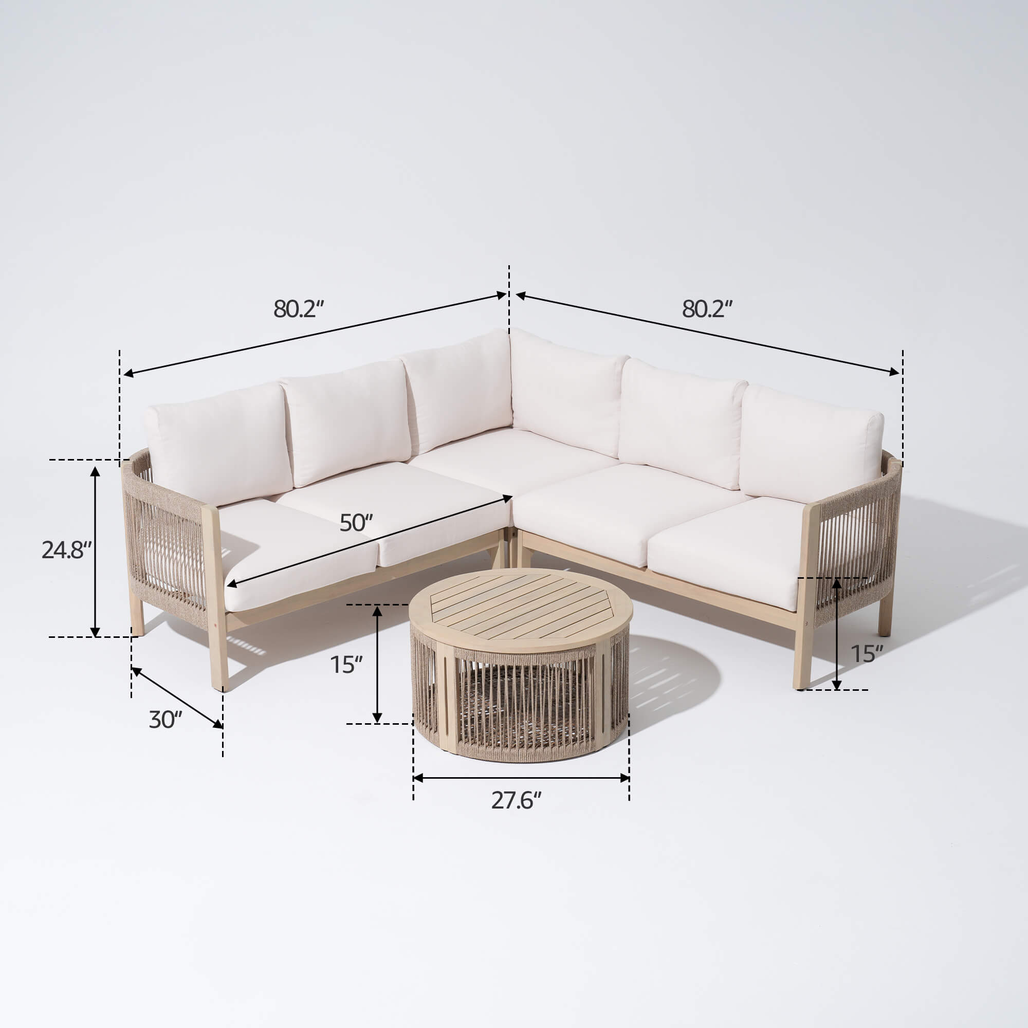 Foristern L-shaped Outdoor furniture set dimensions