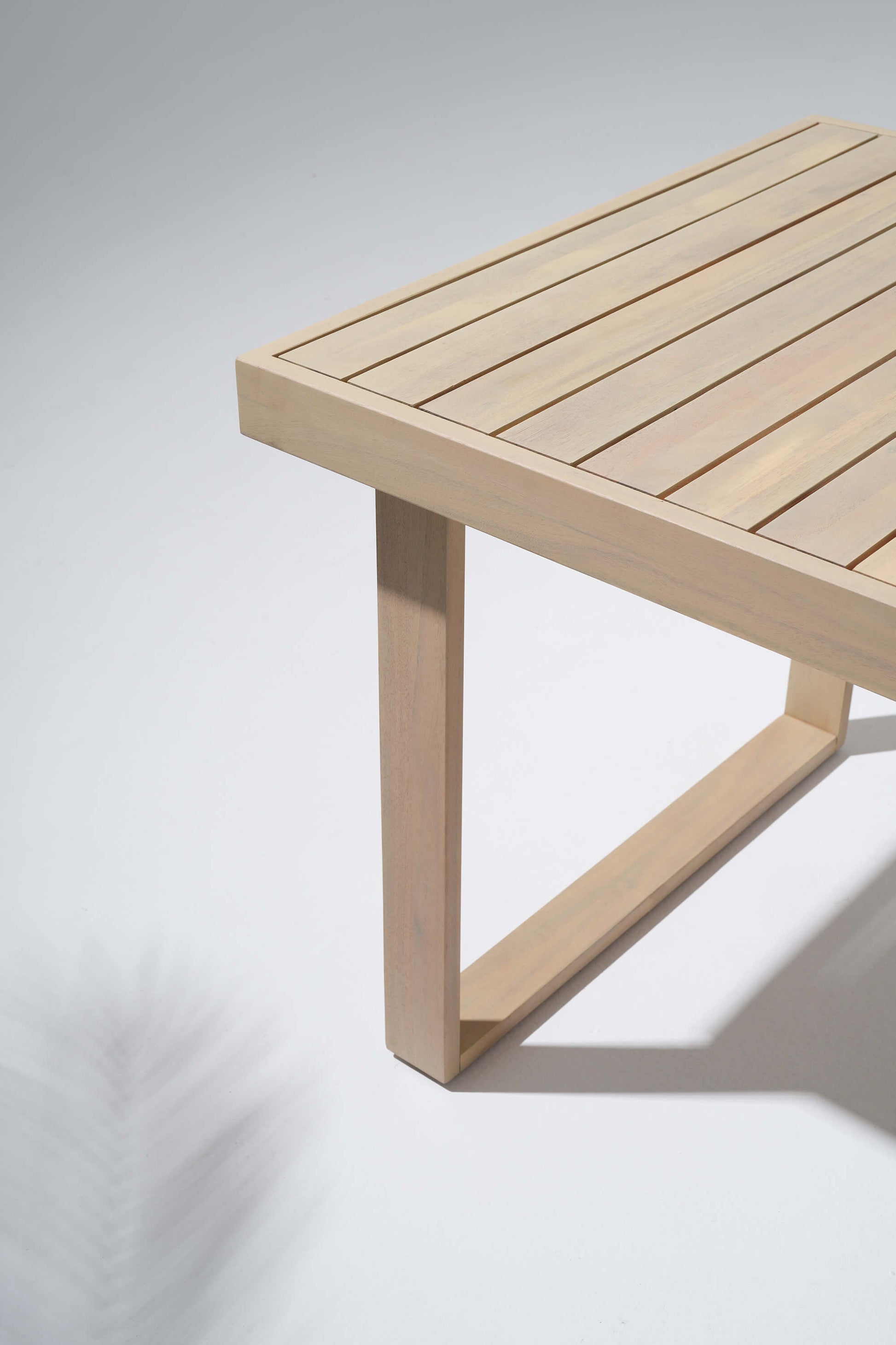 Wooden dining table , tabletop and leg details