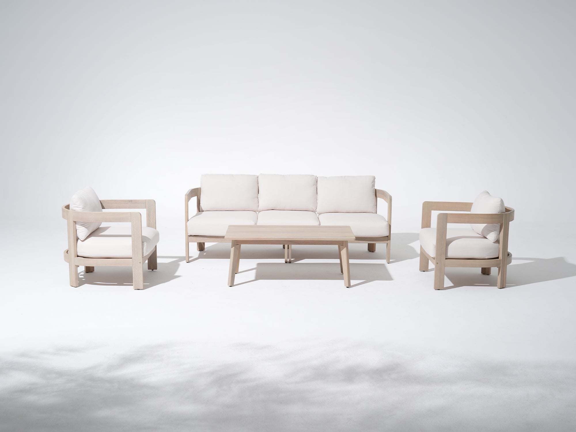 Cali 5 Seats Wooden Outdoor Sofa Set, Mixed Tables & 6.3" Thick Cushions