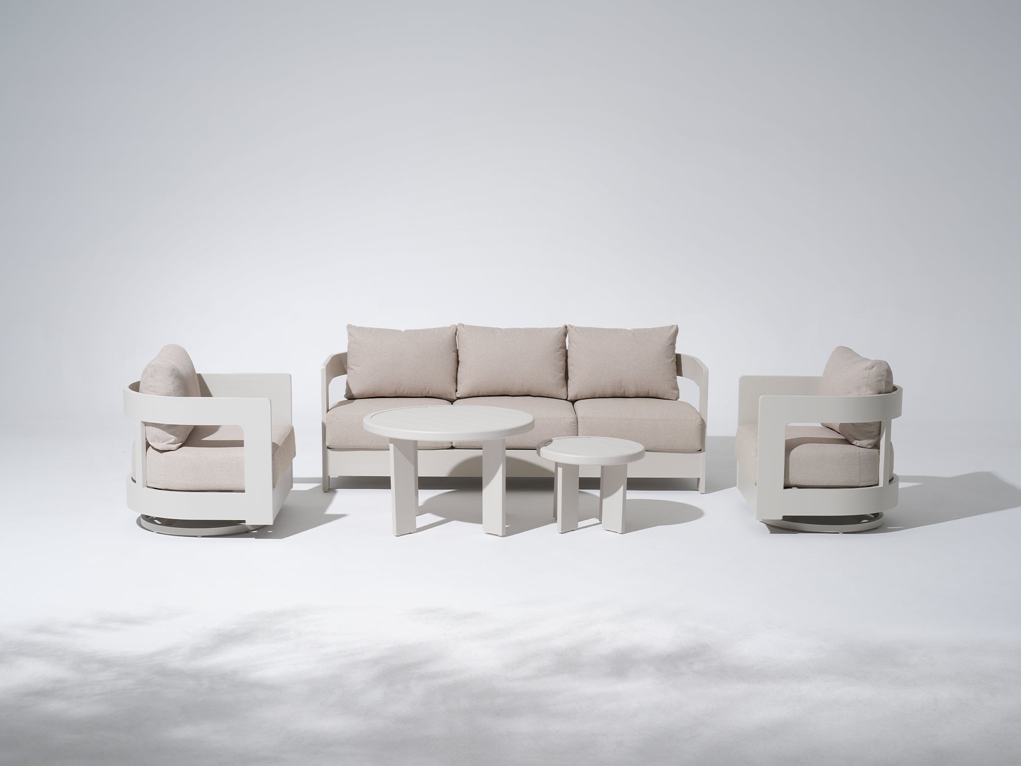 Sova Modern Aluminum Outdoor Sofa Set with Swivel Chairs, Mixed