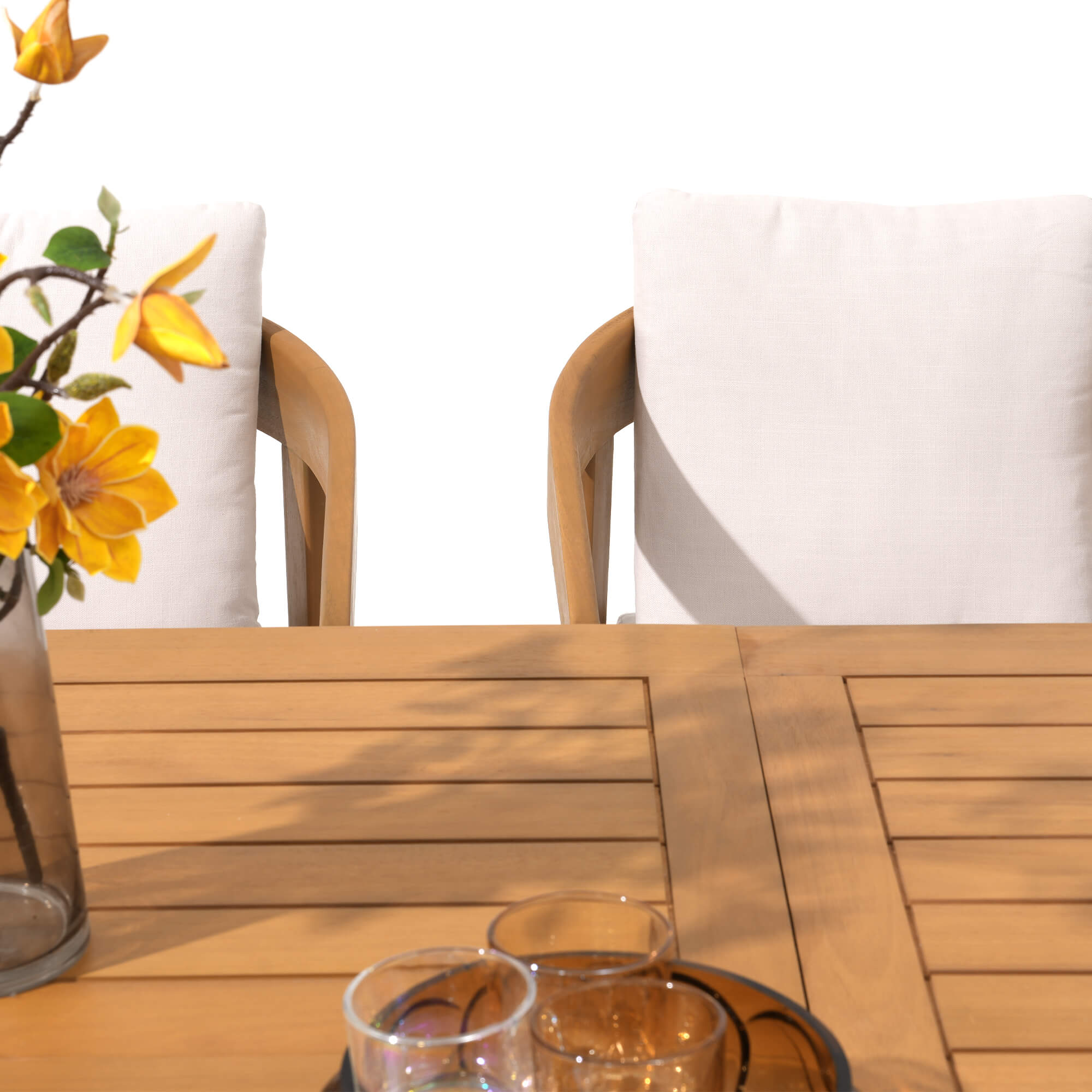 Drift Extendable Outdoor Dining Set For 6-10 People, Eucalyptus Wood, 78''-108''