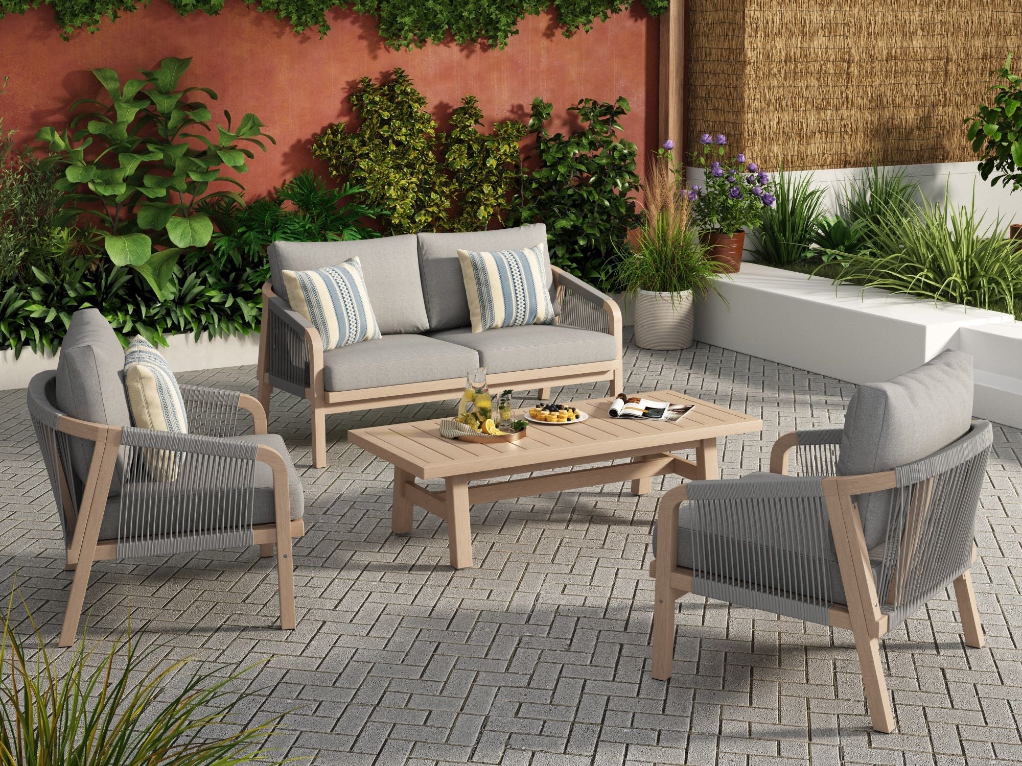 Thalea Wooden Outdoor Loveseat Sofa