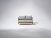 Wooden Outdoor loveseat , gray cushions 2-seat sofa with gray rope design - Sunsitt Premium Modern Outdoor Patio Furniture