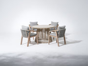 Thalea Round Wooden Patio Dining Set with for 4 People, Rope Design